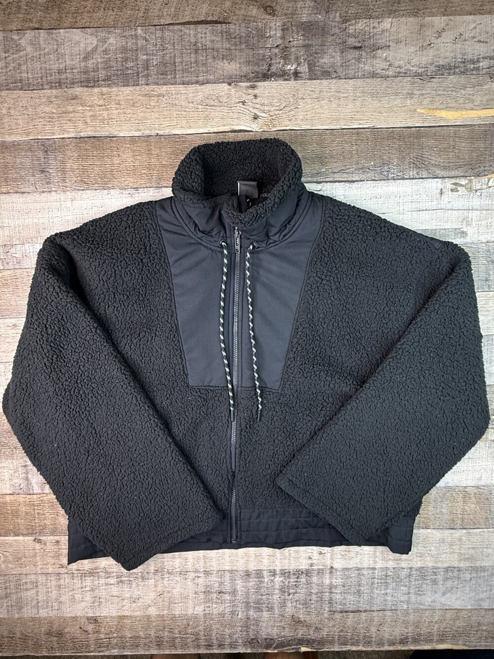 Under Armour Legacy Sherpa Fleece Women's XL Black Jacket Loose Drawcord